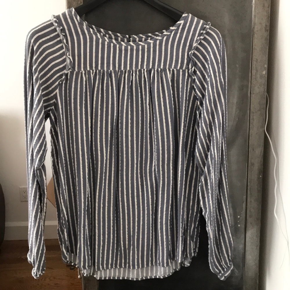 LOFT Striped Blouse with Metallic Thread